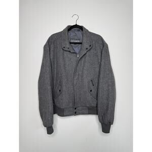 Vintage Members Only Wool Bomber Jacket Gray Racer Made in Hong Kong